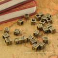 New Arrival Alloy Silver alphabet cube beads